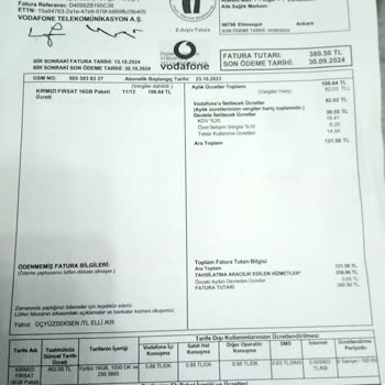 Vodafone Faturasıyla İlgili Anlamsız ve Yüksek Ücretlendirme