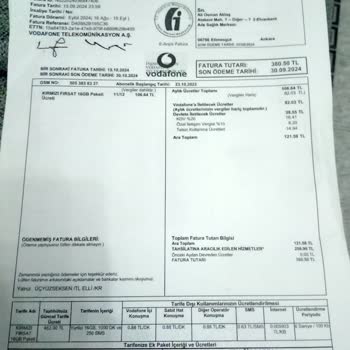 Vodafone Faturasıyla İlgili Anlamsız ve Yüksek Ücretlendirme