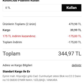 Koton Satin Aldığım Ürünün Parasının Çekilip Urunu Satin Alınmamış Gösteril