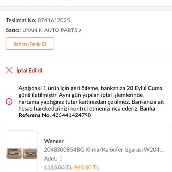 Trendyol 2 Defa Sipariş İptali