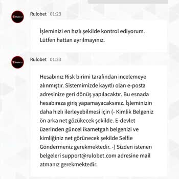 Rulobet'te Para Çekim Talebim Reddedildi Ve Hesabım Kapandı