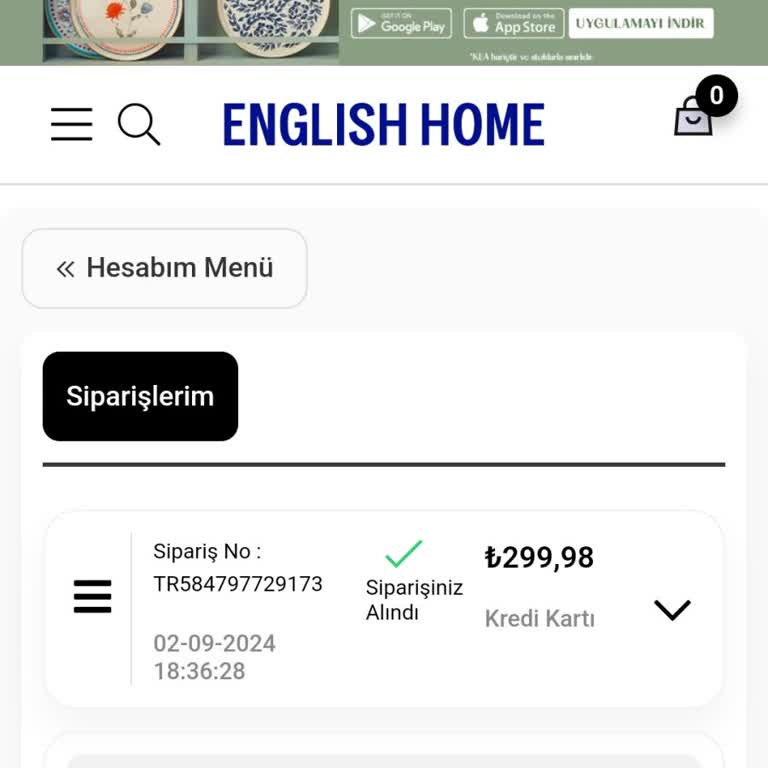 English Home 20 Gündür Siparişimi Kargoya Vermedi