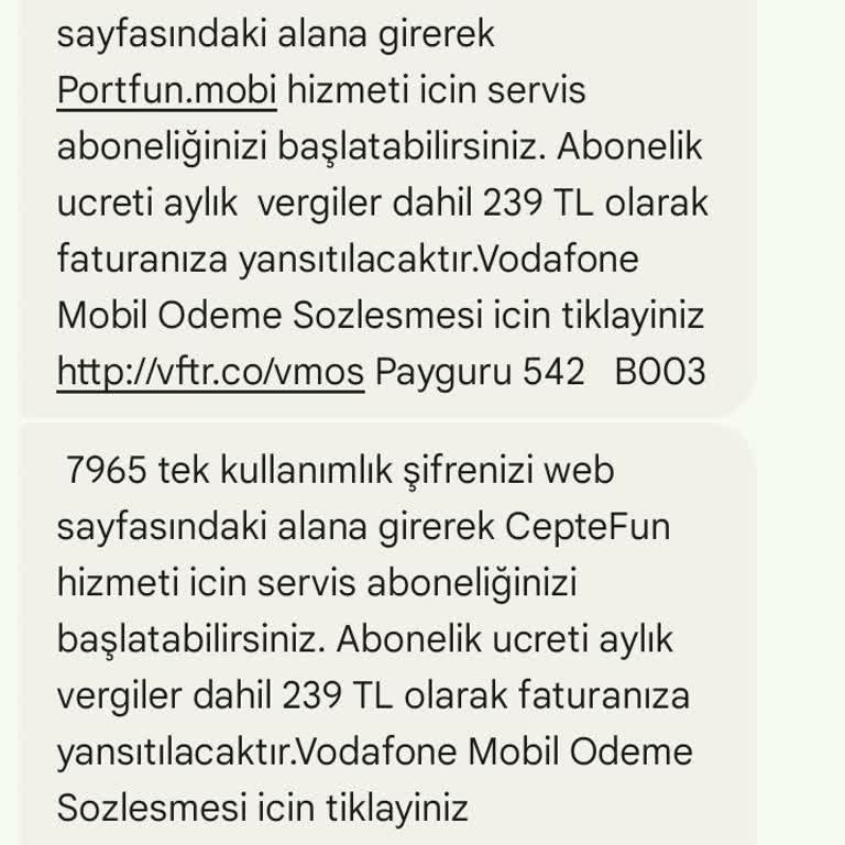 Vodafone'un İzinsiz Mesajları ve Fatura Sorunu