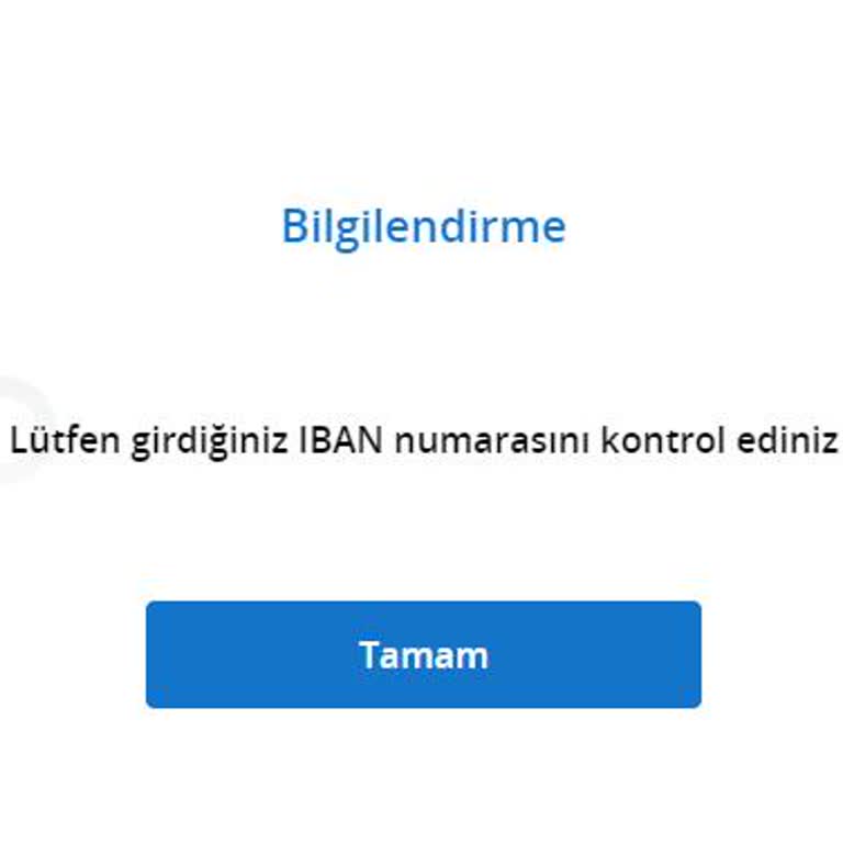 Denizbank "Lütfen Girdiğiniz IBAN Numarasını Kontrol Ediniz" Hatası