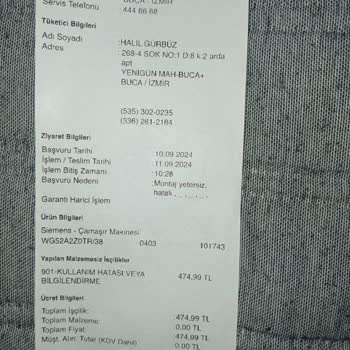 Siemens Servisi Çamaşır Makinesini Doğalgaz Su Tesisatına Bağladı