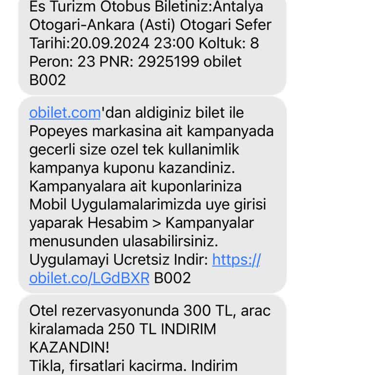 Obilet Bilet Hakkında Eksik Bilgilendirme