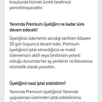 Vodafone Yanımda Premium Üyelik Ücreti Sorunu