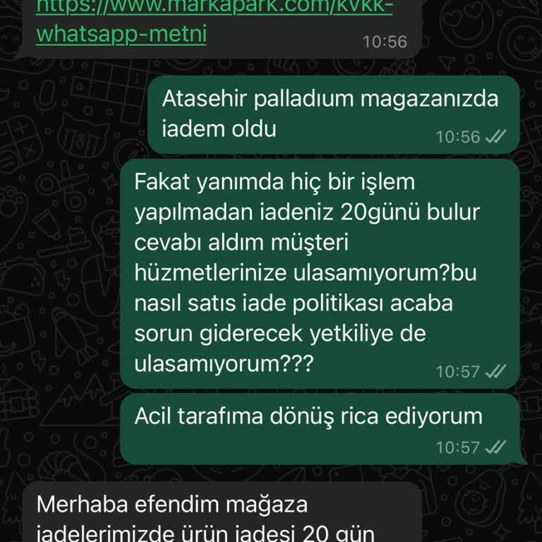 Marka Park İade Edilen Ürünün Para İadesi Yapılamaması