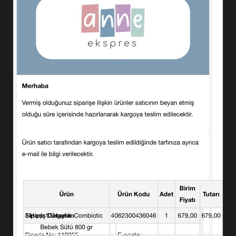 Anne Ekspres Siparişimle İlgili Bilgi Alamıyorum