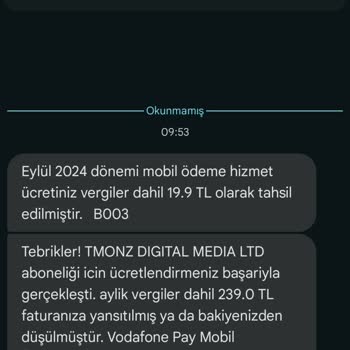 Vodafone Pay İznim Olmadan Abonelik Başlamıştır