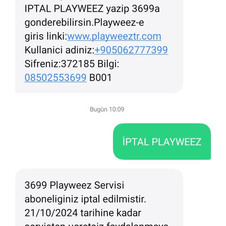 3699 Playweez Aboneliğinin İptali.