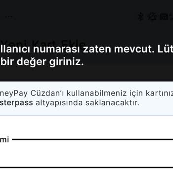 Masterpass Bu Kullanıcı Adı Zaten Mevcut Hatası