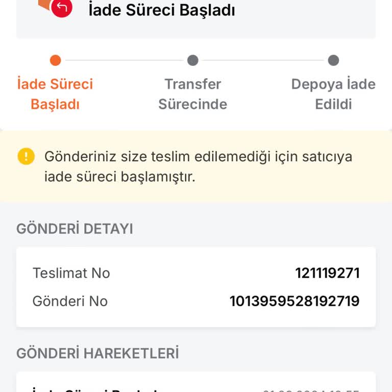 Trendyol Express Kargom Teslim Edilmeden İade Edildi