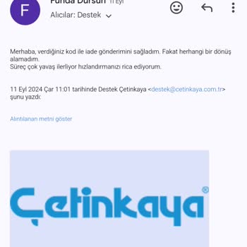 Çetinkaya 357XX8154D Numaralı Ürünün İadesini Yapmıyor