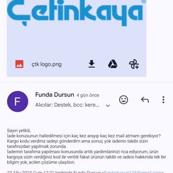 Çetinkaya 357XX8154D Numaralı Ürünün İadesini Yapmıyor