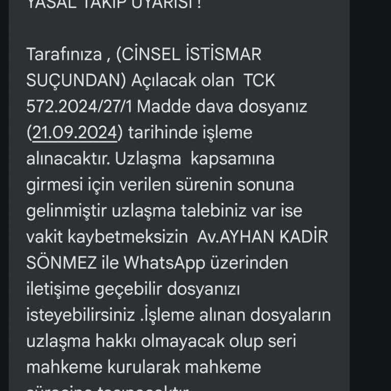 Metka Hukuk (SMS) Bilinmeyen Numaradan Gelen Rahatsız Edici Mesaj
