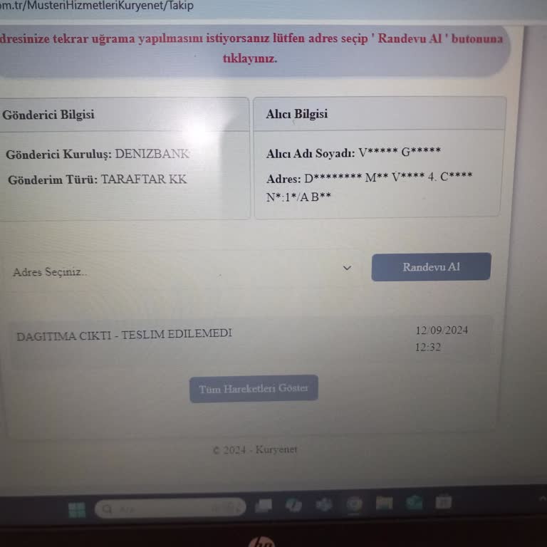 Kuryenet Teslim Edilmeyen Gönderi