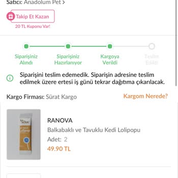 Sürat Kargo Günlerdir Ürünlerimi Teslim Edemiyor