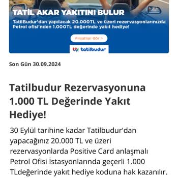 Tatilbudur Petrol Ofisi Kampanyası 1000 TL Yakıt Kodu Gelmedi