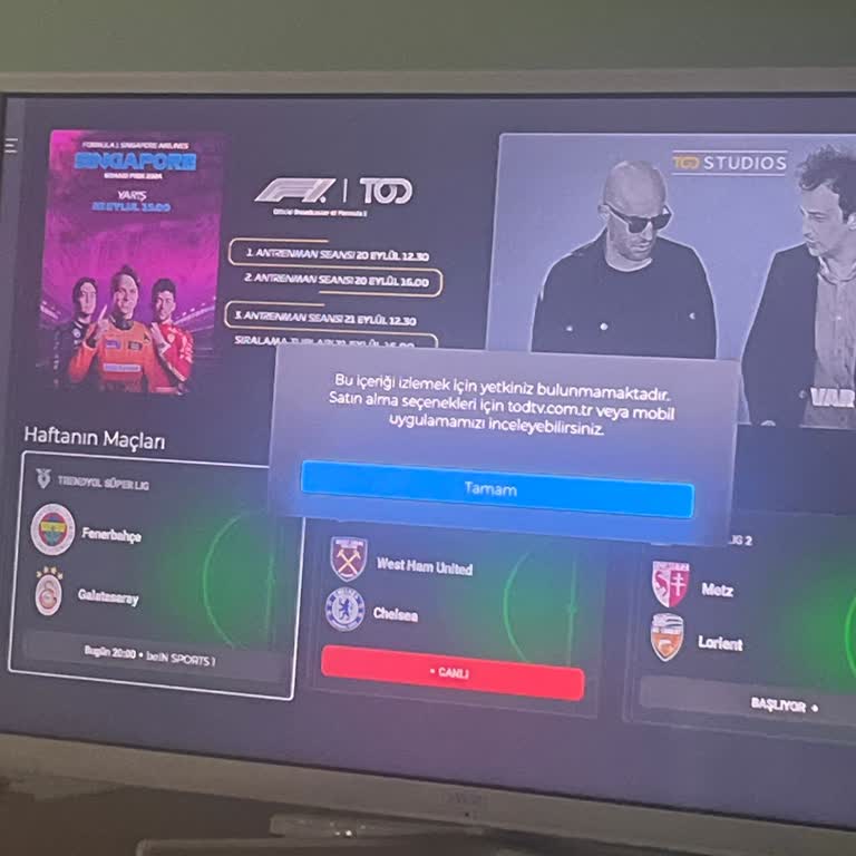 TOD Tv İzleme Yetkisi Olmaması Uyarısı