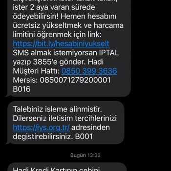 Hadi - TOMBANK A101 Hadi Uygulamasının İzinsiz Reklam Mesajları