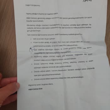 H&M Yanlış Ürün Gönderdi Para İadesi Yapmıyor