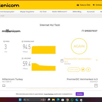 Millenicom Müşteri Hizmetleri İnternet Hız Problemini Çözemiyorlar