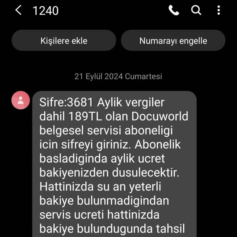 İzinsiz Docuworld Aboneliği Hakkında Acil Yardım Talebi