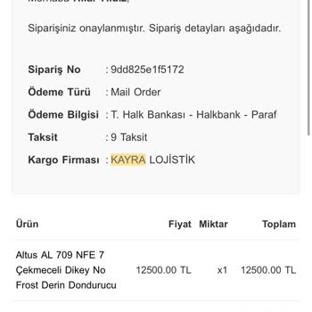 Kayra Dtm Kayradtm Siparişi Göndermiyor.