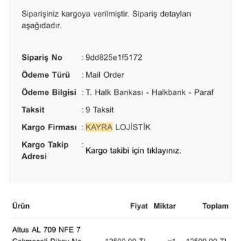 Kayra Dtm Kayradtm Siparişi Göndermiyor.