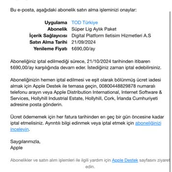 TOD Tv Tod Satın Aldığım Paket Kullanılmıyor. Ücret Çekildi