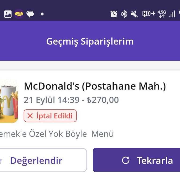 GetirYemek 2 Saat Sonunda Sipariş İptali