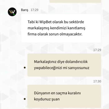 Wipbet Paramı Vermeme Bahanesi
