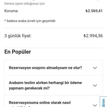 Booking Adlı Şirkete Kiralamadığım Araç İçin Ödediğim Tam Koruma Tutar