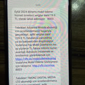 Vodafone Pay Tarafından İzinsiz Abonelik Yapılması