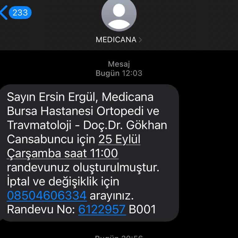 Medicana Hospitals Bilgim Dışında Alınan Randevu Hakkında Şikayet