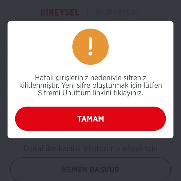 Ziraat Bankası Ziraat Mobil Şifre Hatası