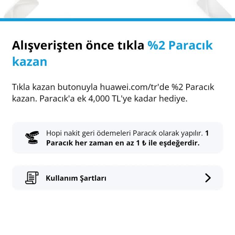 Hopi Paracık Kazanımı Bildirimi Gelmedi