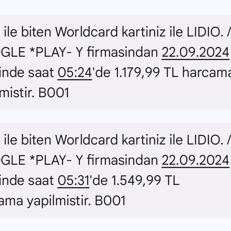 Lidio Ödeme Hizmetleri İznim Ve Bilgim Olmadan Kısıtlama Konulmuş Karttan Para Çekimi.