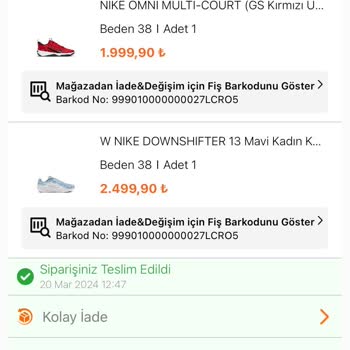 Nike Ayakkabı Değişikliği Yapılması Talebi