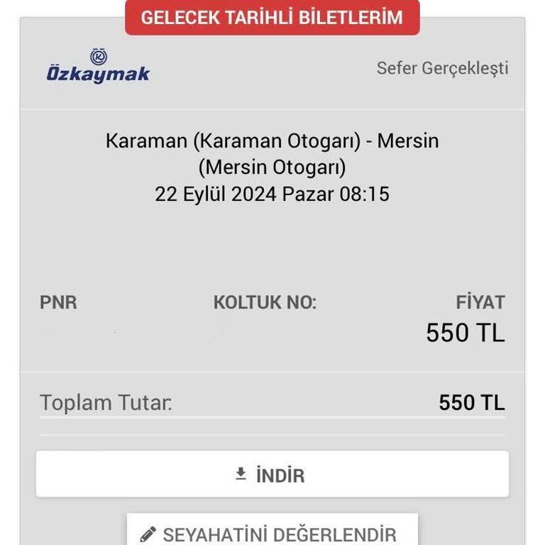 Özkaymak Turizm Karaman-Mersin Otobüsünde 50 Dakikalık Gecikme Ve Sorumsuzluk