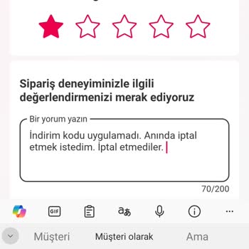 Yemek Sepeti İndirim Kodu Uygulamadı. Siparişi İptal Etmedi