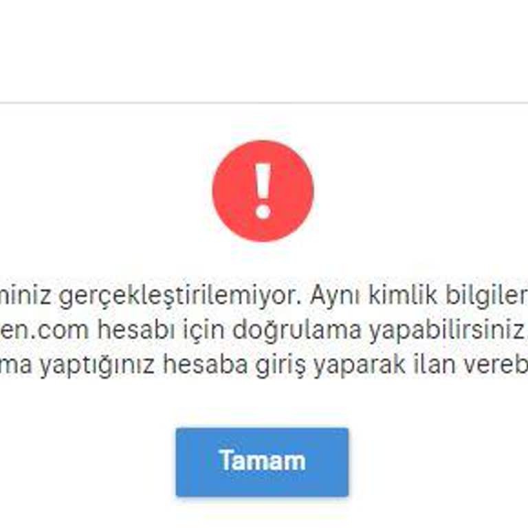 Sahibinden.com E-DEVLET Onay Hatası