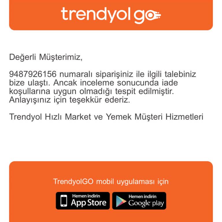 Saka Su Siparişim Teslim Edilmedi Ve Talebim Reddedildi