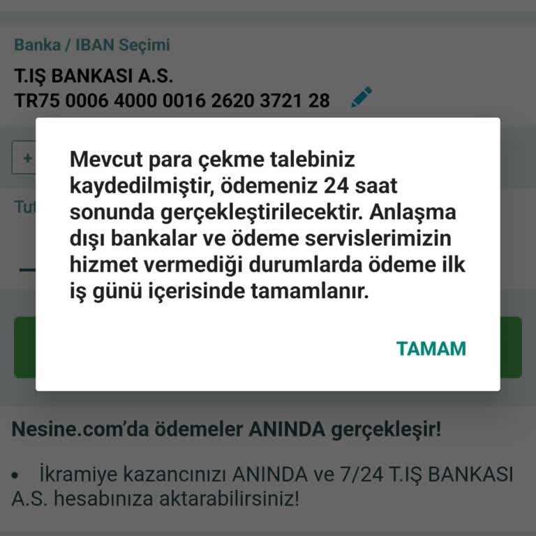 Nesine Çekme Talebimi 24 Saat Diyorlar