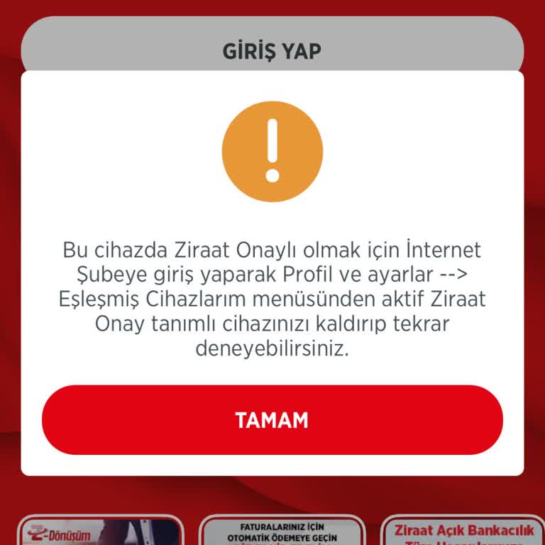 Ziraat Bankası Ziraat Mobil Yeni Telefonla Giriş Sorunu