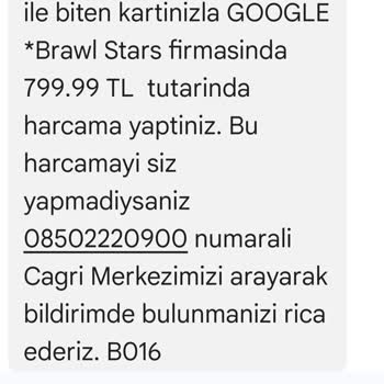 Brawl Stars Oyunu Kartımdan Para Çekmiş.