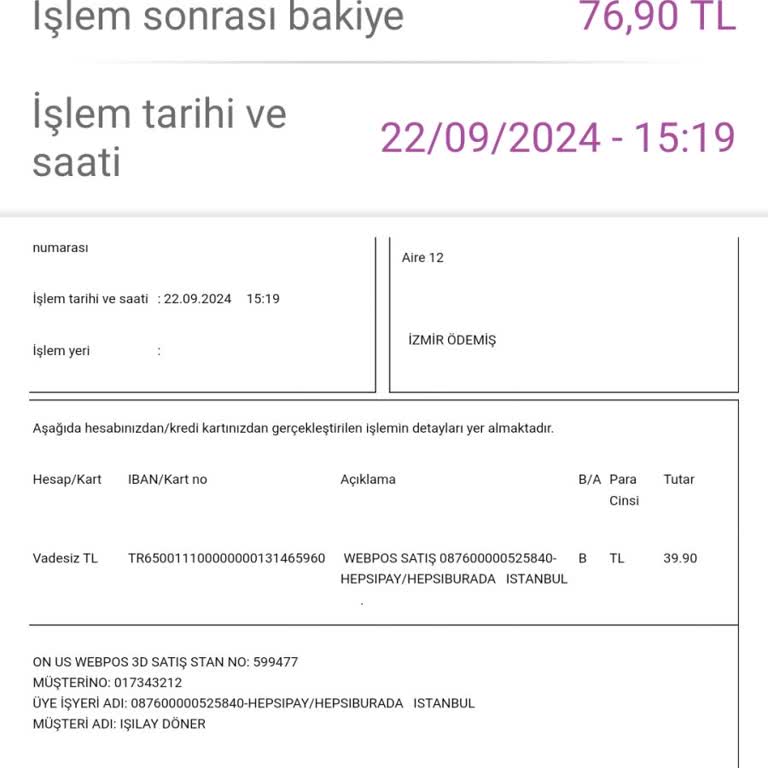 HepsiPay Webpost 3D Satış Hesabımdan İzinsiz Para Çekmiş