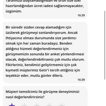 GetirYemek Kuryenin Aradığını Söyleyip Aranmaması Ve Ücret İadesi Olmaması