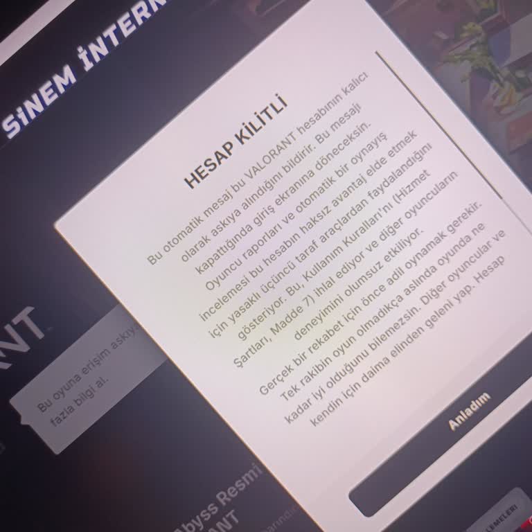 Valorant Sebepsiz Kalıcı Ban